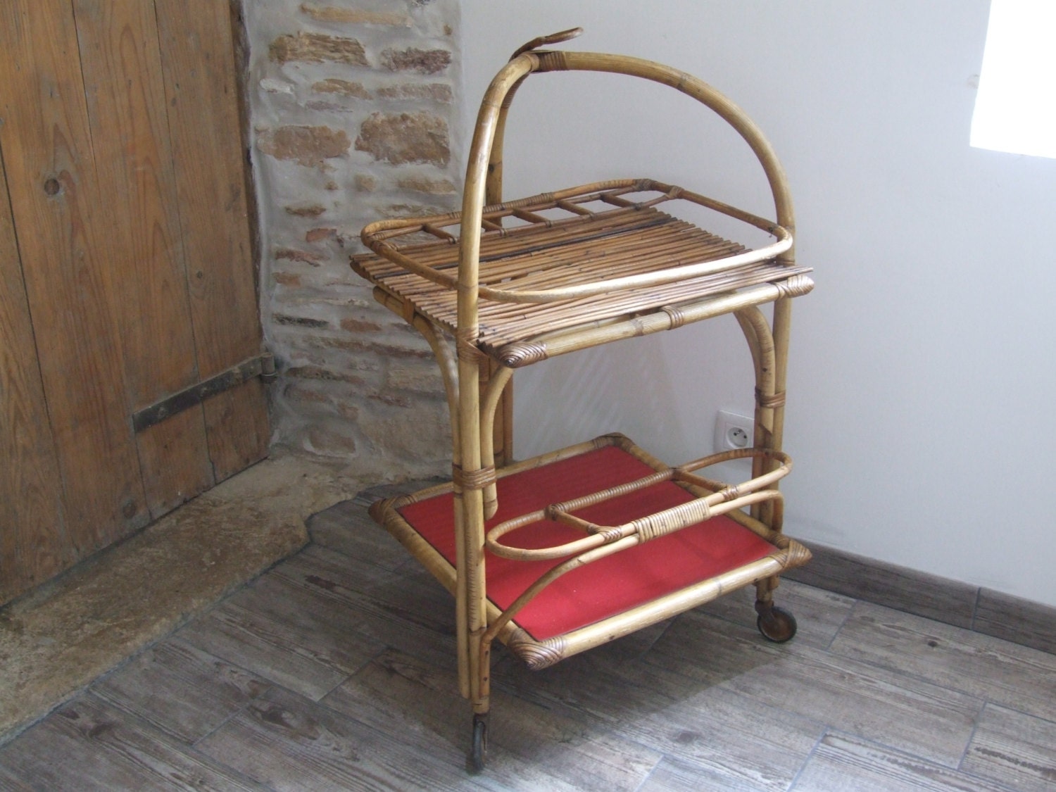 Vintage francese bambù bar carrello / / di vintageretrooddities
