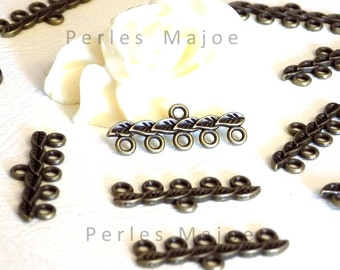 10 x connecteurs décor feuille couleur bronze 26 X 10 mm
