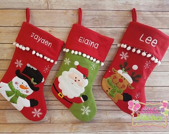Personalised christmas stocking santa , personalized stocking , reindeer , snowman. personalsied christmas decoration