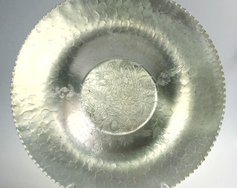 Beauty Line Hand Wrought Aluminum Centerpiece Bowl Vintage Metal Ware