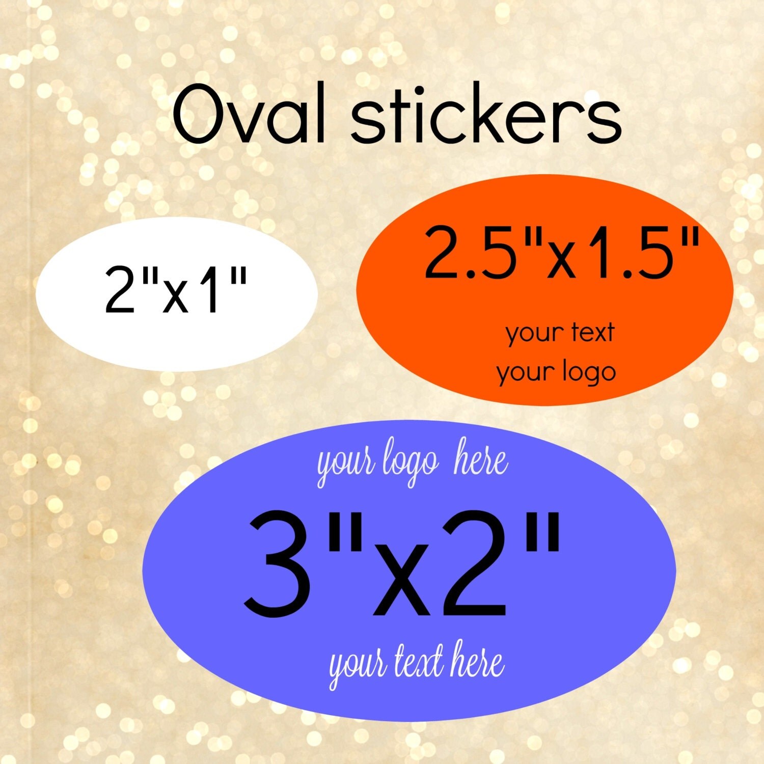 Custom Oval Stickers Different Sizes With Your Words Or Text