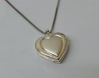 925 Silver Locket heart pendant-folding SK704