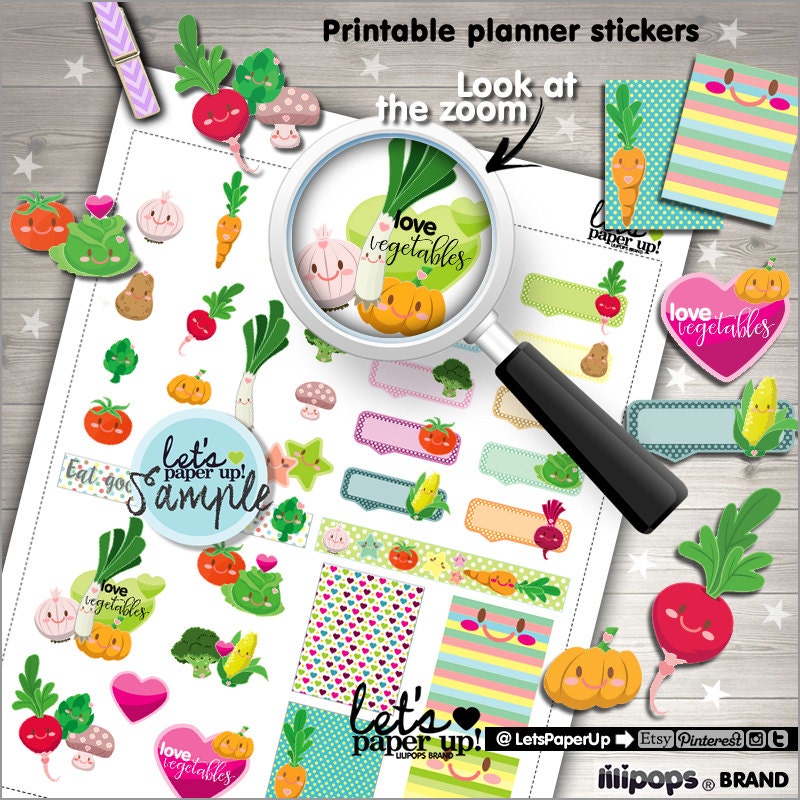 Vegetable Stickers Printable Planner Stickers Meal Stickers