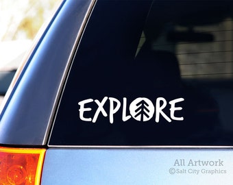 Explore Car Decal, Vinyl Sticker, Vinyl Decal - Outdoor Recreation & Adventure - Car or Vehicle Window Decal, Laptop Sticker, Bumper Sticker