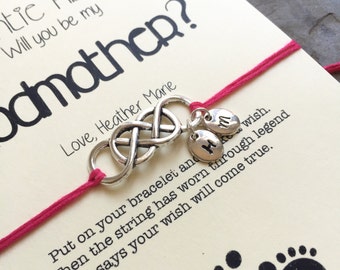 Ask godmother, Madrina, Will you be my godmother, Godmother bracelet, Ask godmother, Wish bracelet, godmother gift, Godmother proposal ZA4