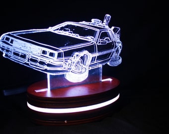 Back to the Future Delorean Lamp inspired Acrylic Light, Colour Changing LED Desk Lamp, Illuminated LED Light, Multiple Options
