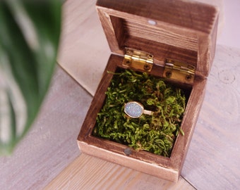wooden ring box wedding engagement ring box with natural moss rustic boho wedding ring - Wedding Ring Box wooden ring box wedding engagement ring box with natural moss rustic boho wedding ring - Wedding Ring Box