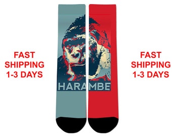 Harambe The Gorilla Poster Crew Socks NEW