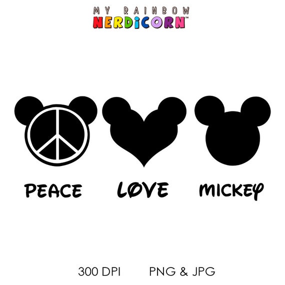 Download Peace Love Mickey bumper sticker by MyRainbowNerdicorn on Etsy