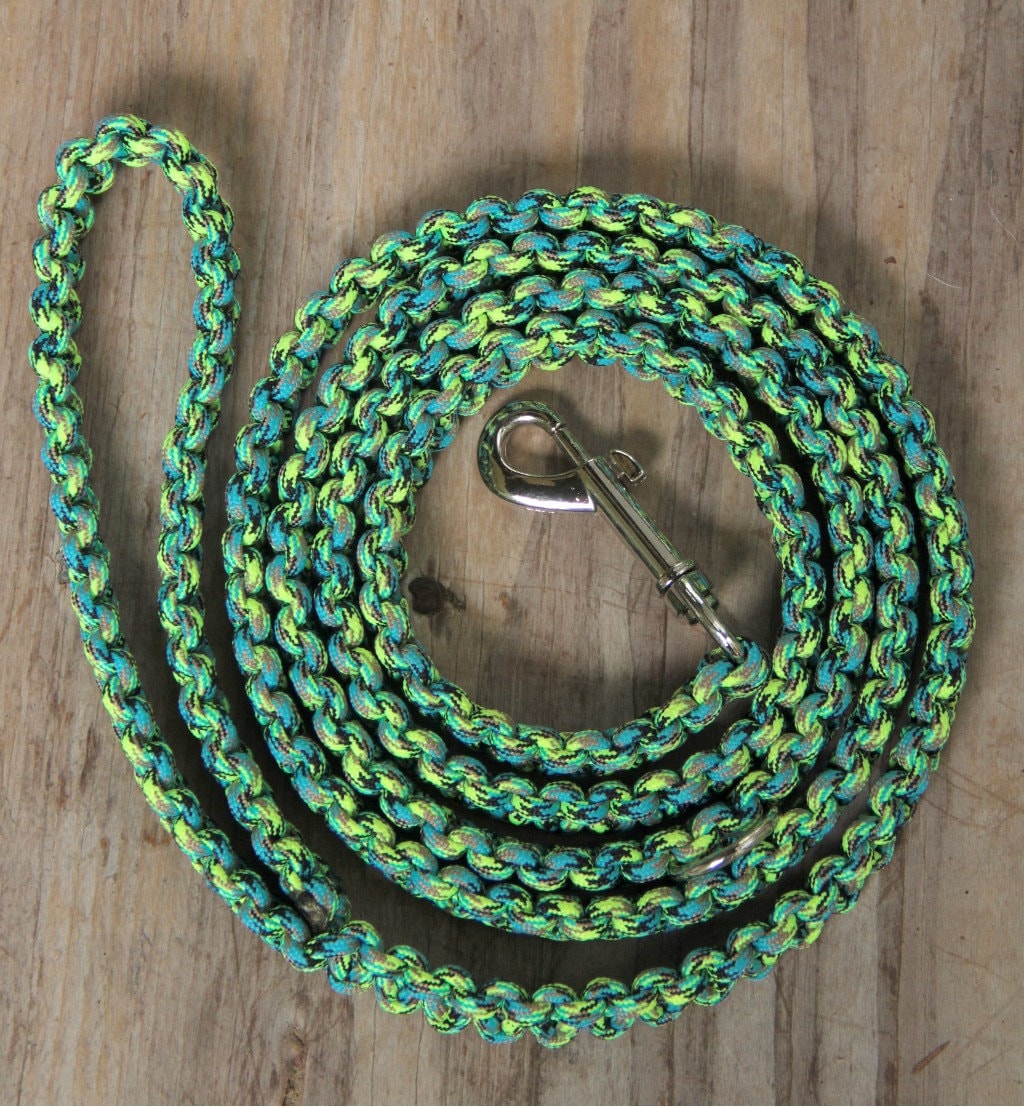 Paracord Dog Leash handmade amazon pattern green yellow