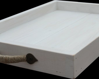 Wooden Tray, Rustic Wooden Tray, Wooden Ottoman Tray, Ottoman Tray, White Washed