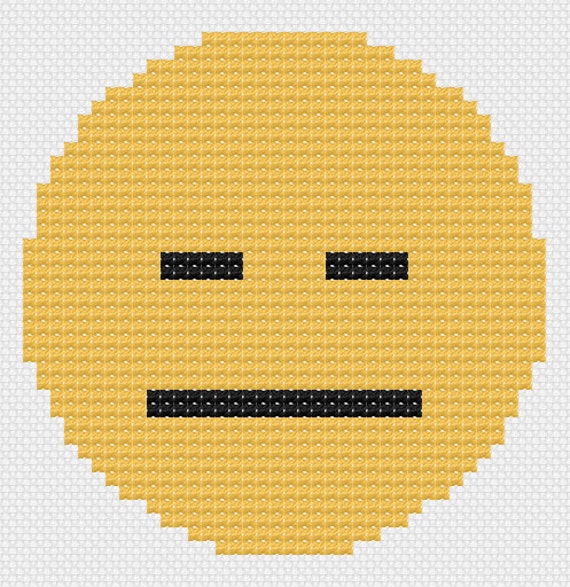Expressionless emoji cross stitch pattern