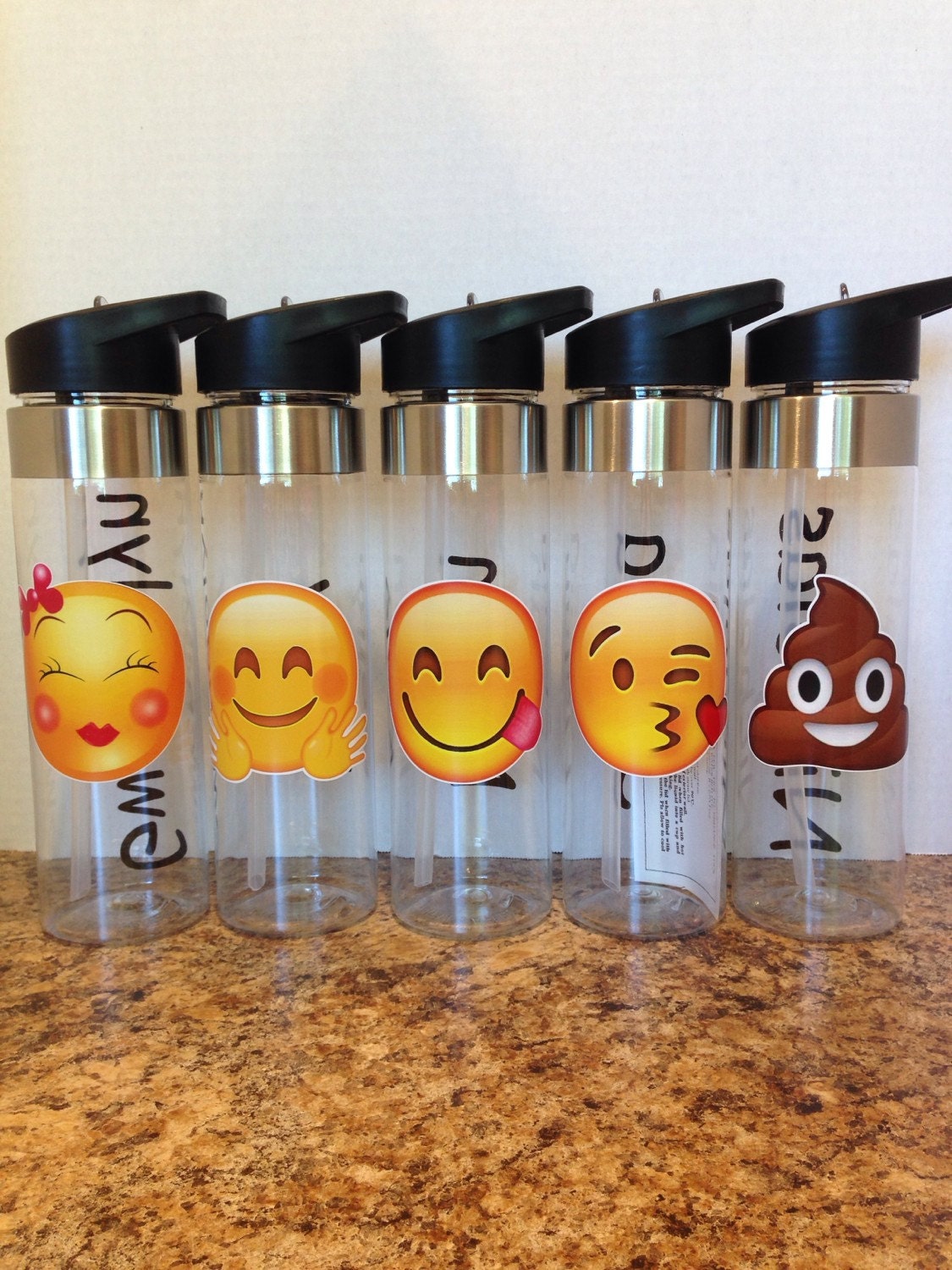 Emoji Water Bottle WITHOUT Name Choose your Emoji