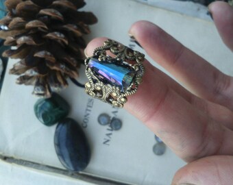 Aqua aura filigree ring ❤ handmade