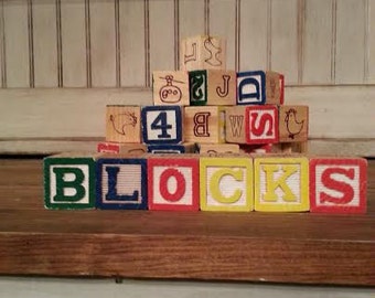 Vintage Wood Nursery Blocks - Wooden Blocks - Vintage Blocks - Vintage Baby Blocks - Baby Blocks - Nursery Decor - Wood Blocks - Blocks