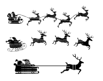 Reindeer SVG, Santa Cutting Files, PNG, SVG, Came, Cricut, Silhouette, Vector Files, Clip Art, Sleigh svg, Cut Files, Svg