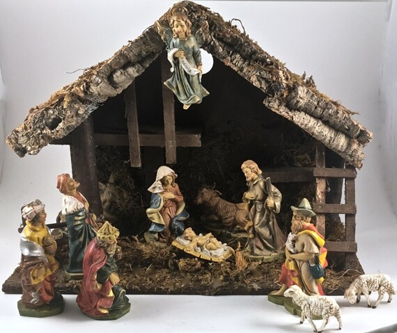 vintage fontanini nativity set italy 13 piece manger scene vintage fontanini nativity set italy 13 piece manger scene