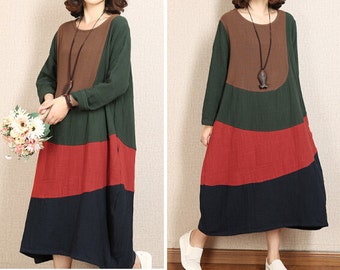 Amca linen mix kaftan Hestia brown