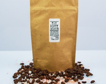 Himalayan Rock Salt Vegan Coffee Body Scrub - 100% Natural, Cruelty Free, Paraben Free, Handmade, GMO Free
