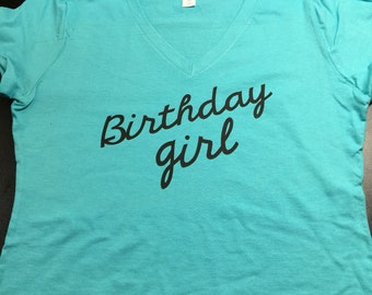 Birthday Girl T-Shirt / Black Silver and white