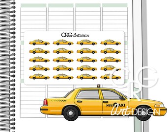 New York Yellow Taxi Stickers | Planner Erin Condren Plum Planner Filofax Sticker
