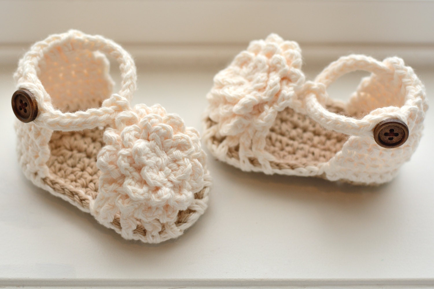Baby Sandals Crochet Baby Girl Sandals Cream Flower Sandals