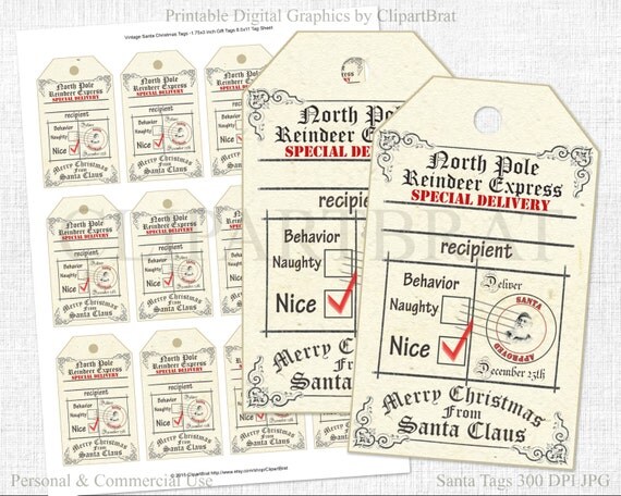 PRINTABLE CHRISTMAS Gift Tags Christmas Naughty Or Nice Tags PRINTABLE CHRISTMAS Gift Tags Christmas Naughty Or Nice Tags