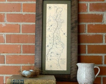 Appalachian Trail Map 1934 - Reproduction Map - Handmade Mortise & Tenon Style Black Walnut or Poplar Frame - Free Shipping