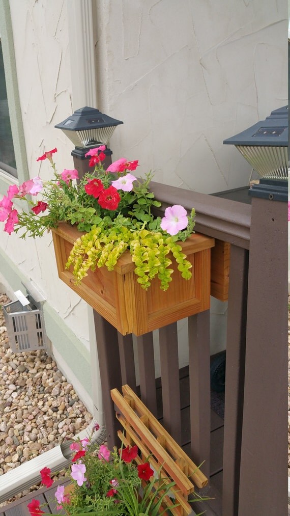 2 Pot Universal Deck Rail Planter Box Redwood