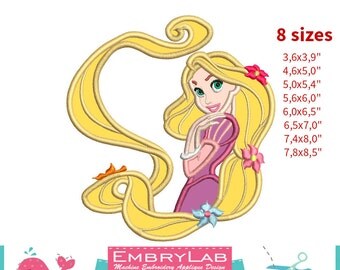Applique Rapunzel. Tangled. Machine Embroidery Applique Design. Instant Digital Download (16214)
