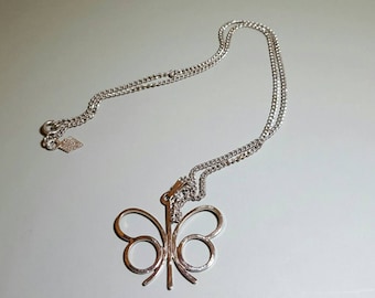Vintage Silver-Toned Sarah Covington Butterfly Necklace, Butterfly Gift