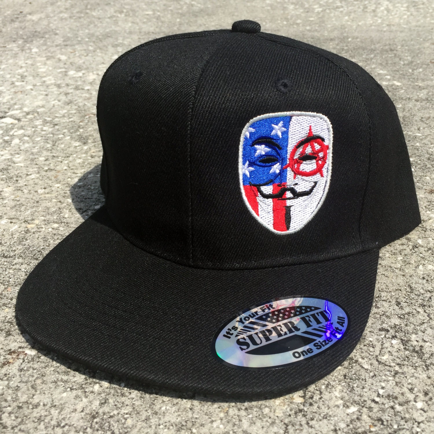 Anonymous Snapback Hat 5 Panel Flatbill Anarchy USA V for