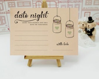 Date night ideas cards for wedding / Date night cards for bridal shower | Mason jar date night / Printed pack of 50
