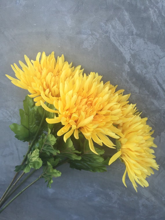Yellow spider mums Silk flowers silk spider mums wedding