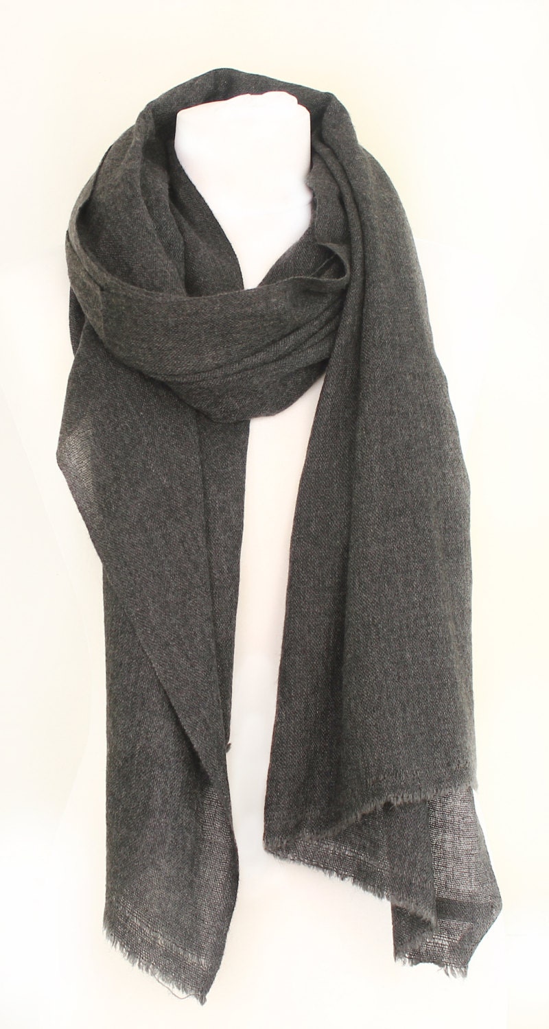 Handmade Nepalese Cashmere Scarf DARK GREY