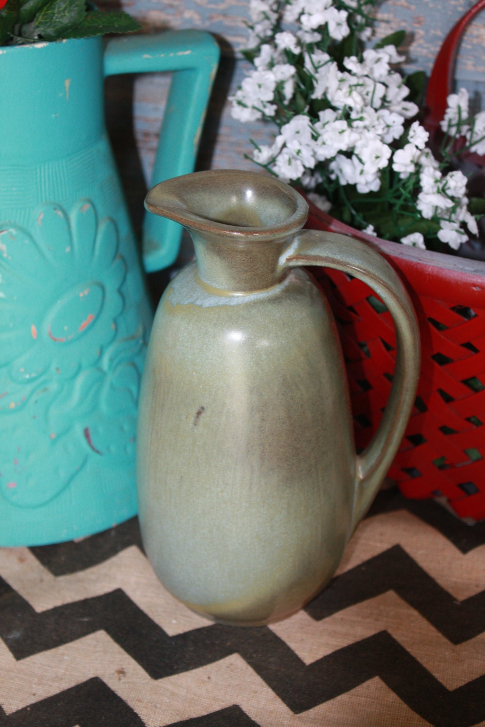 Vintage Frankoma 835 Pottery Carafe Pitcher Vase Jug Vintage