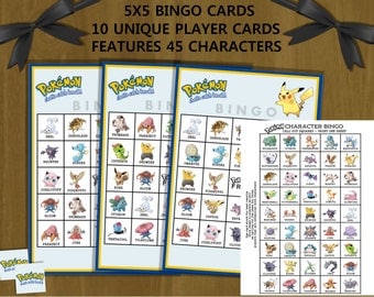 Pokemon Birthday Bingo - printable bingo game, instant download