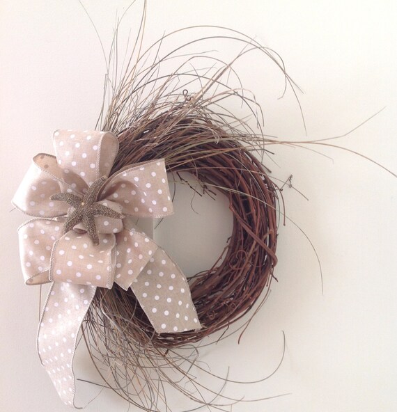 Seagrass Wreath with Polka Dot Bow by MagnoliasGrove on Etsy