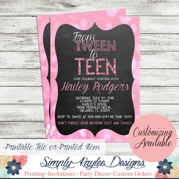 Tween to Teen Birthday Party Invitation by SimplyKayleeDesigns