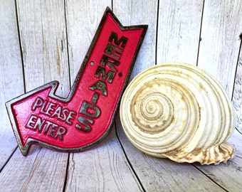 Pink Mermaid Sign - Mermaid Decor - Bathroom Wall Decor - Beach House Decor - Mermaid Bathroom - Pink Bathroom Decor - Beach Bedroom Decor