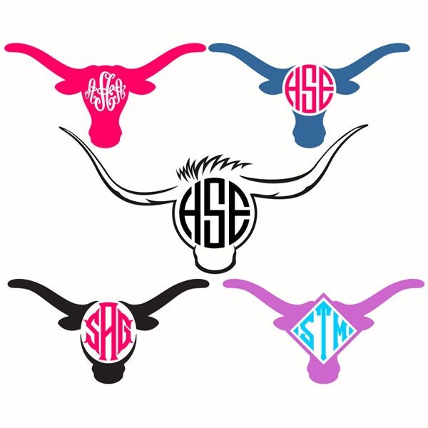 Download Texas Longhorn Monogram Frame Cuttable Designs SVG DXF EPS