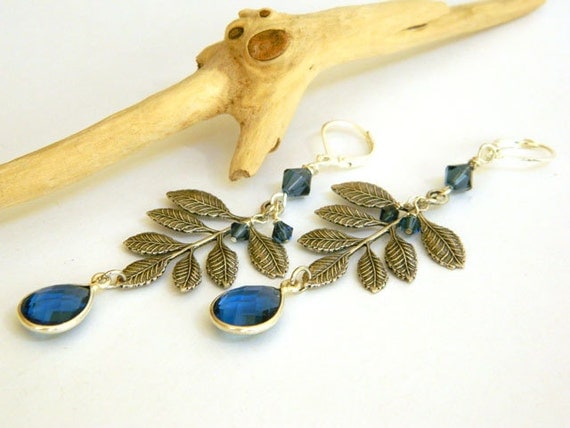 Gemstone Earrings, Blue Earrings, Beaded Earrings, Silver Earrings, Handmade Earrings, Long Earrings, Iolite Earrings, Handcrafted Jewelry