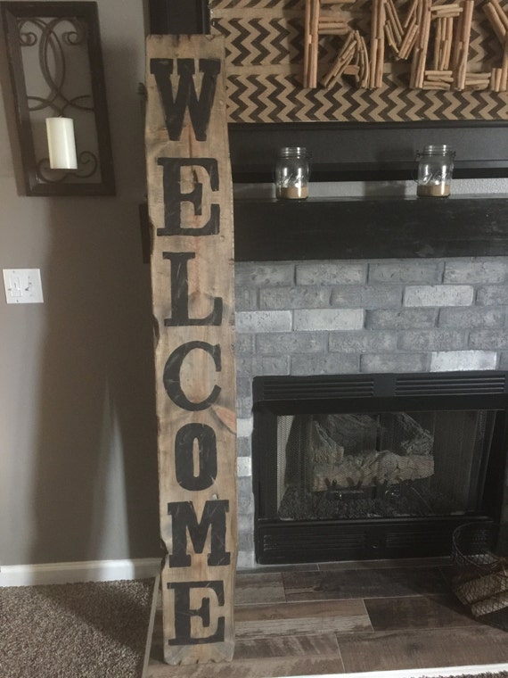 Wooden outdoor welcome sign Rustic wooden welcome by 