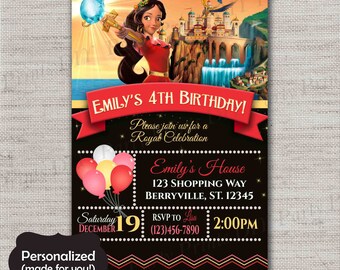 Elena of Avalor invite,Princess Elena Birthday invitation,JPG file,Birthday Invite,Elena of Avalor invitation,Elena,Princess Elena,DPP312