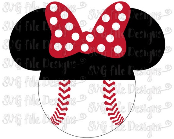 Baseball / Softball Minnie Mouse with Bow Disney by SVGFileDesigns