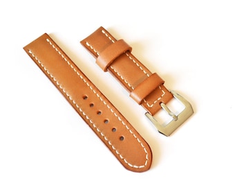Light brown leather panerai watch strap watch band Vegetable tanned leather watch strap 18 mm 20 mm watch band 22 mm 24 mm watch strap