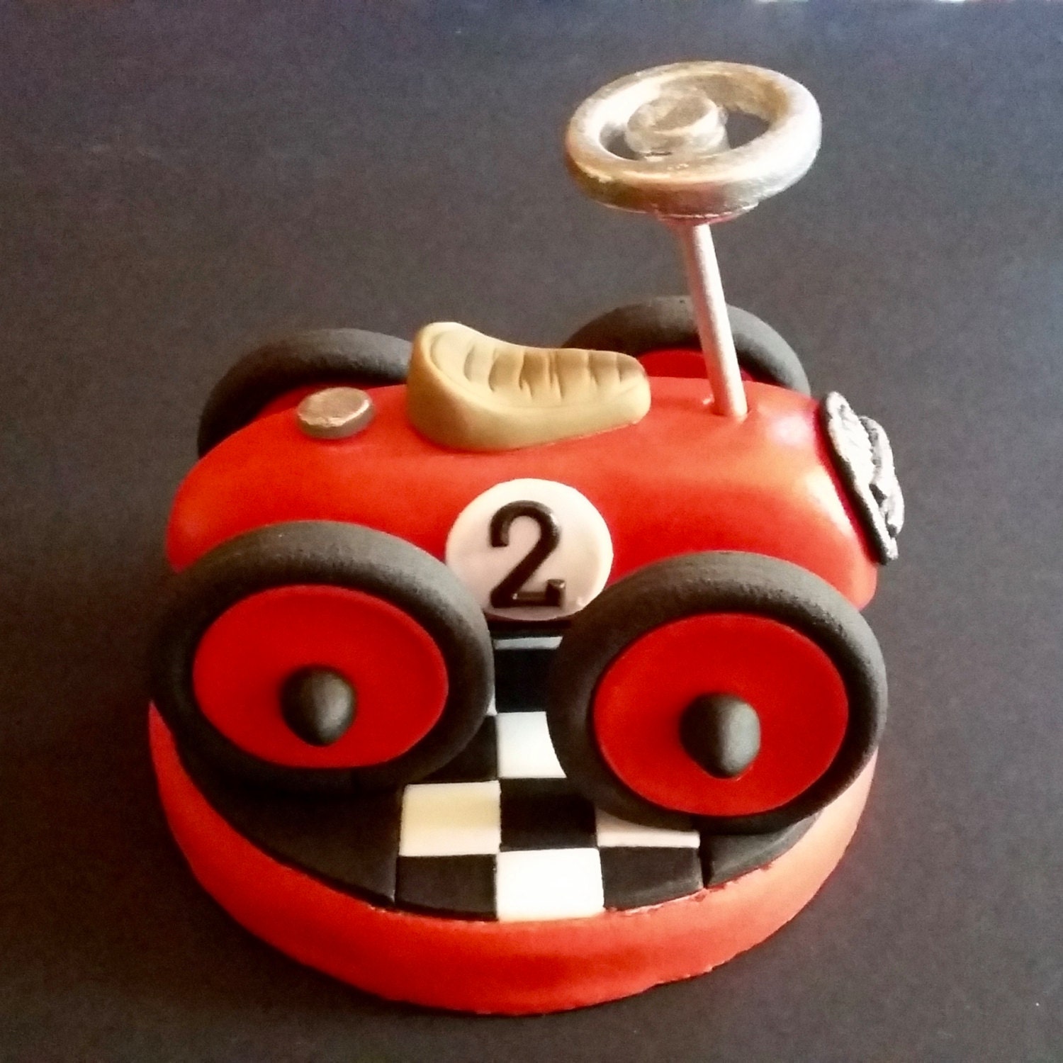 Fondant Vintage Race Car Birthday Cake Topper and/or Cupcake