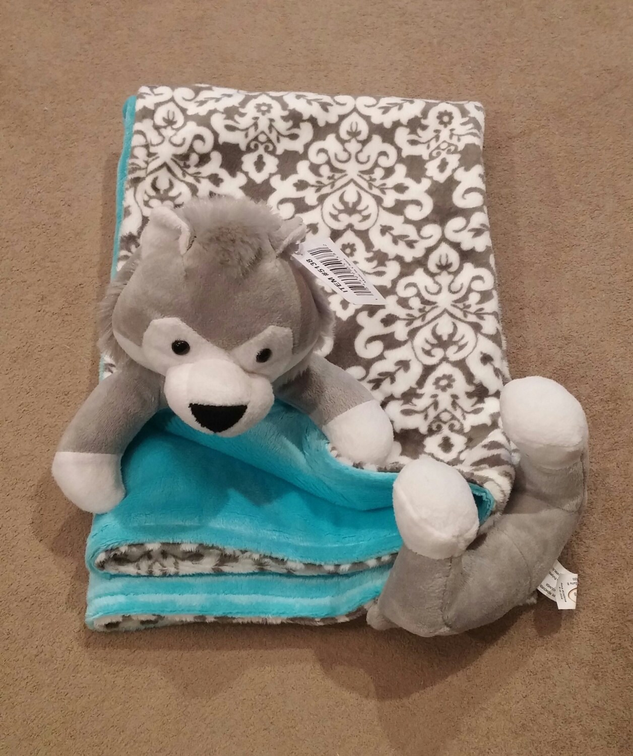Wolf Minky blanket minkee baby animal blanket cuddle blanket