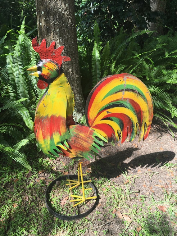 chisheen rooster decor garden statue chicken yard art sculpture outdoor