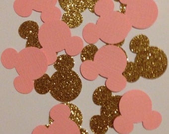 Pink and Gold Minnie Mouse Confetti - 100 pcs - Minnie Mouse Birthday - Minnie Mouse Party Decorations - Minnie Mouse Baby Shower